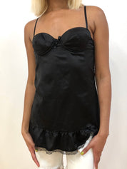 Black Silk Bustier Top