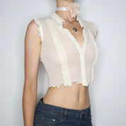 Guess Cream Mesh Blouse (S-M) 