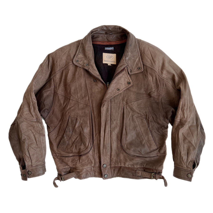 Vintage toffee leather bomber