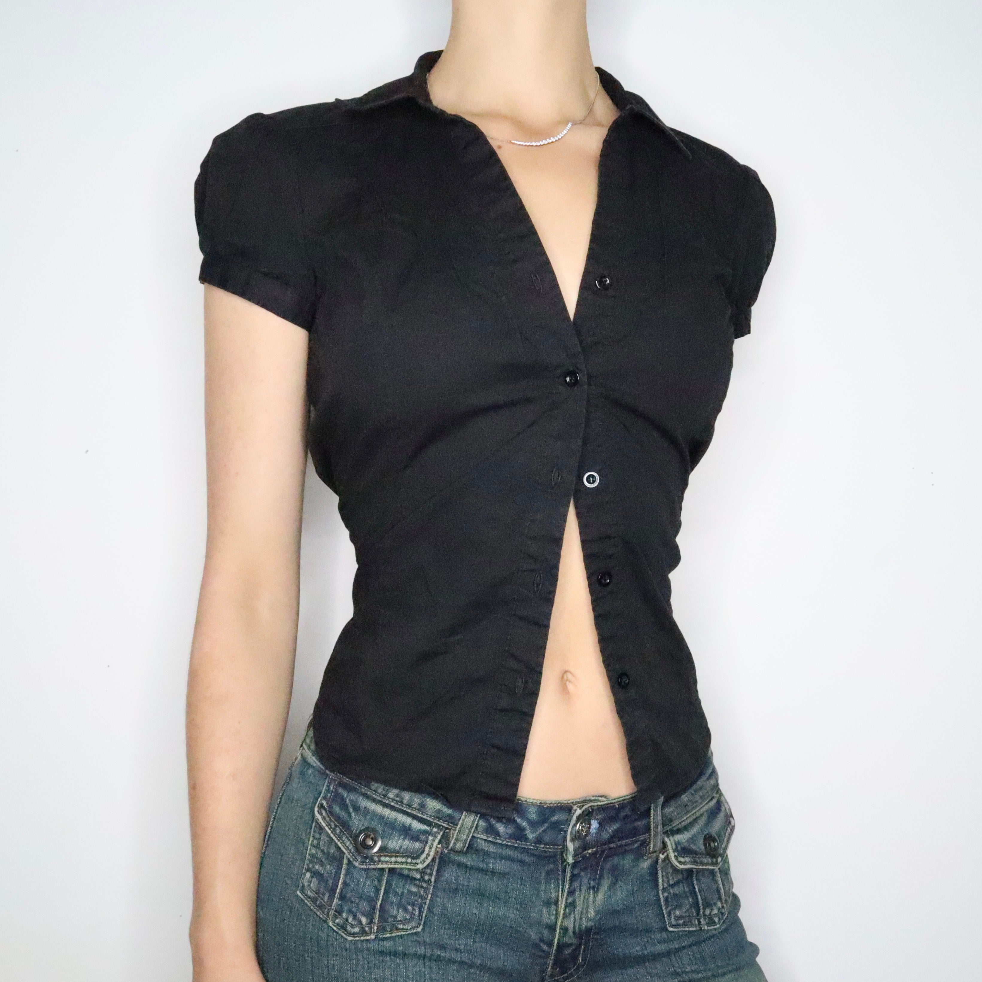 Black Button Up Blouse (S-M)