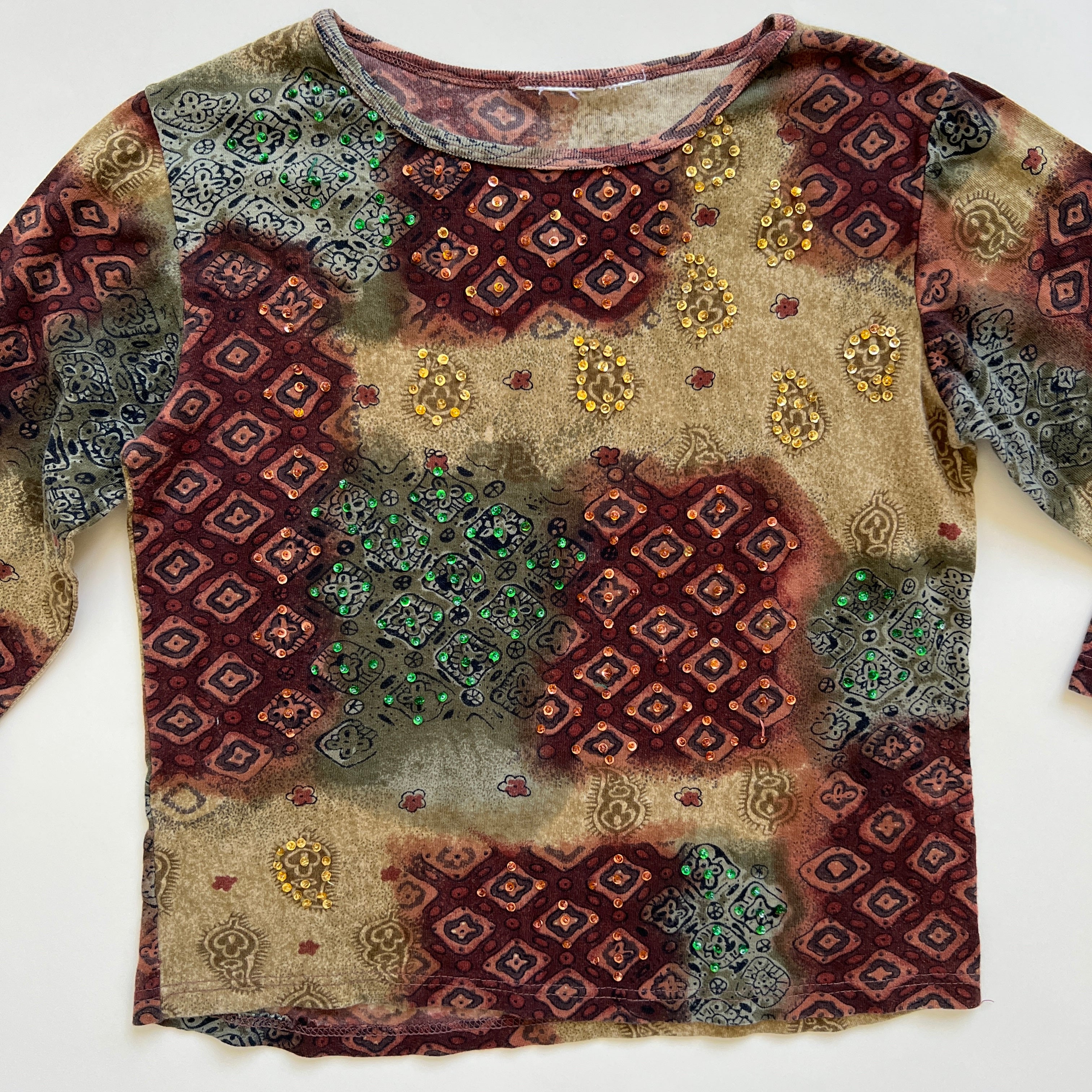 90s beaded patchwork knit