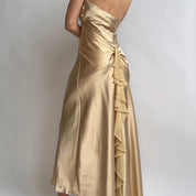 Vintage gold mesh & satin formal dress