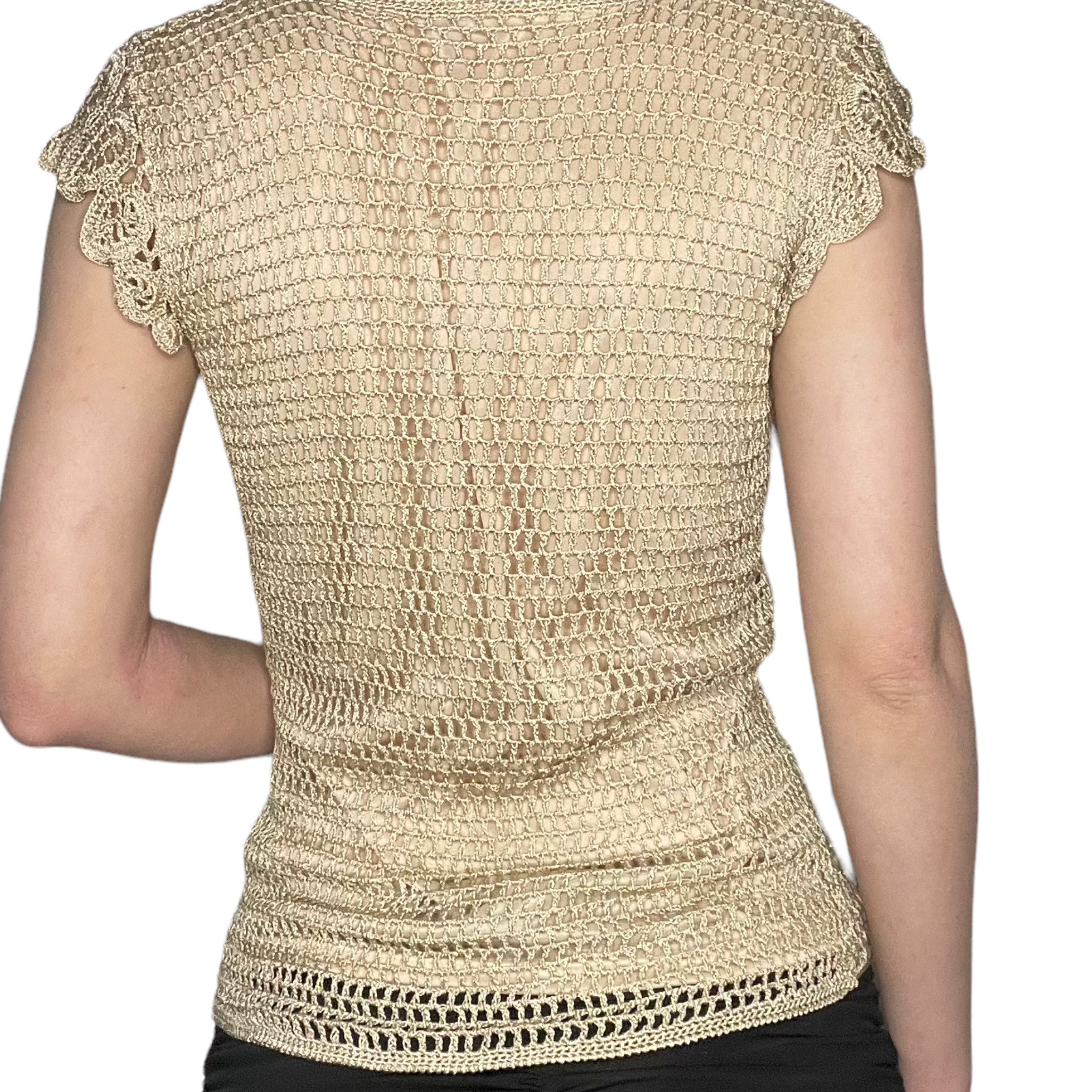 beige netted top