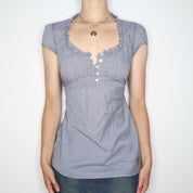 Blue Gingham Babydoll Top (S-M) 