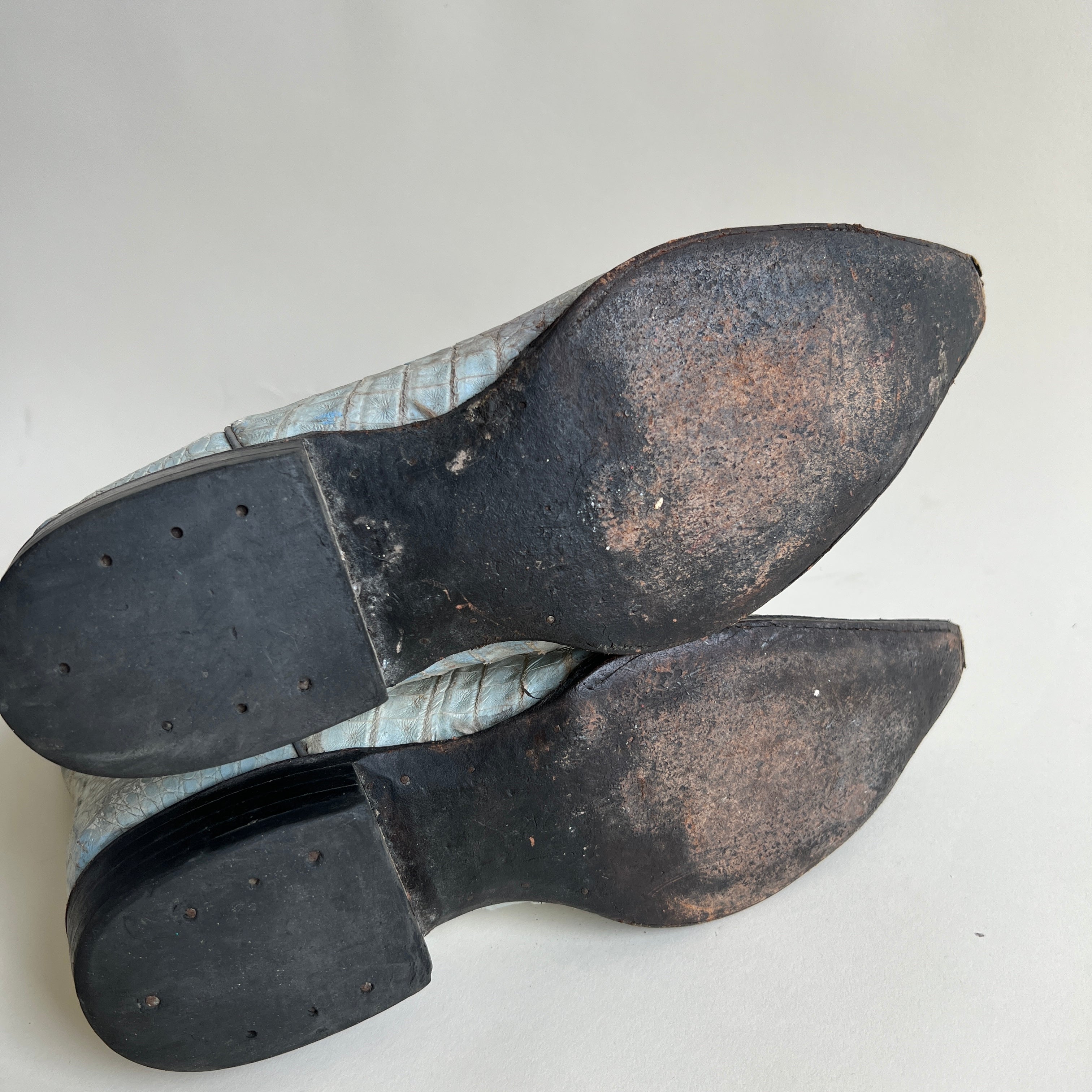 Baby blue snakeskin boots size 10