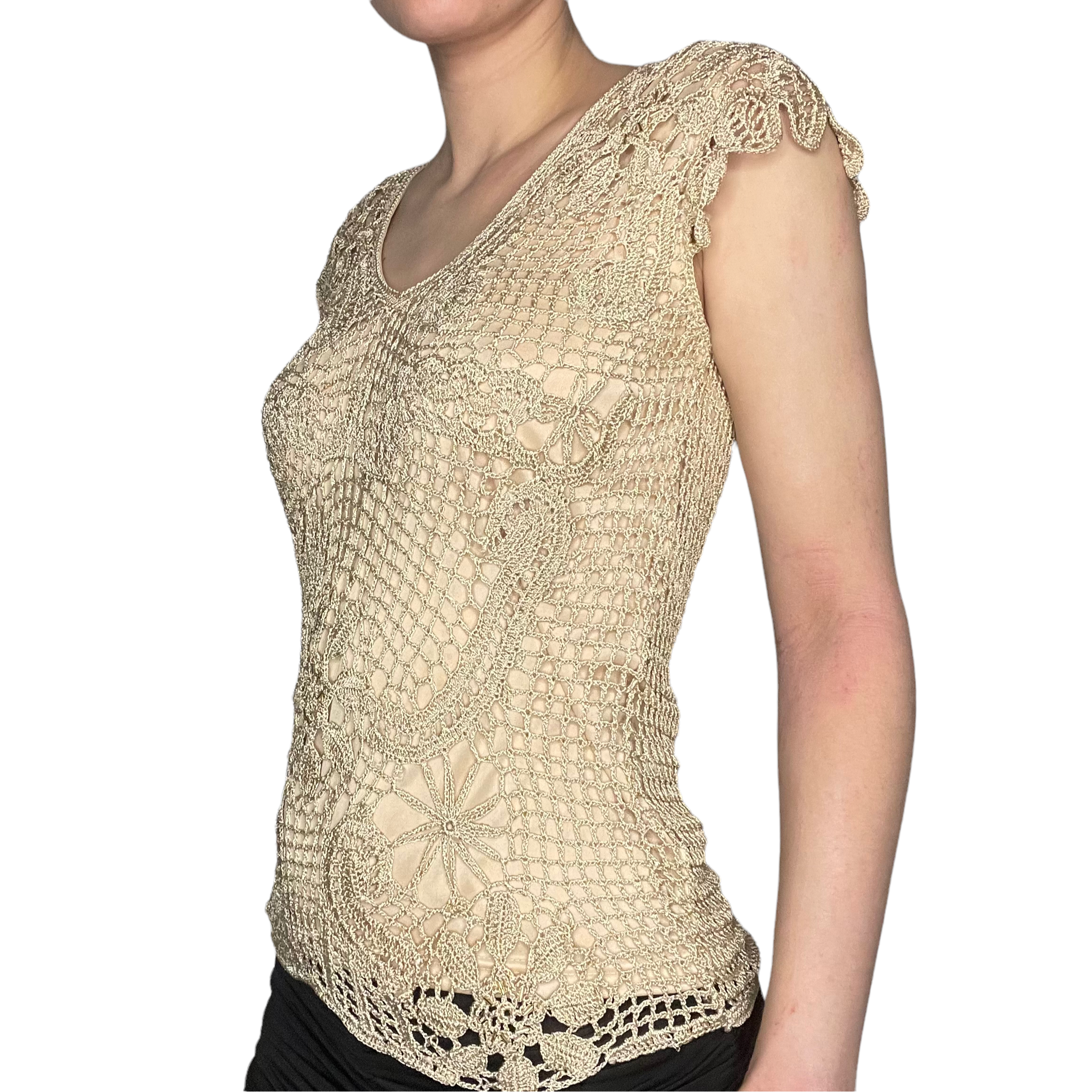 beige netted top