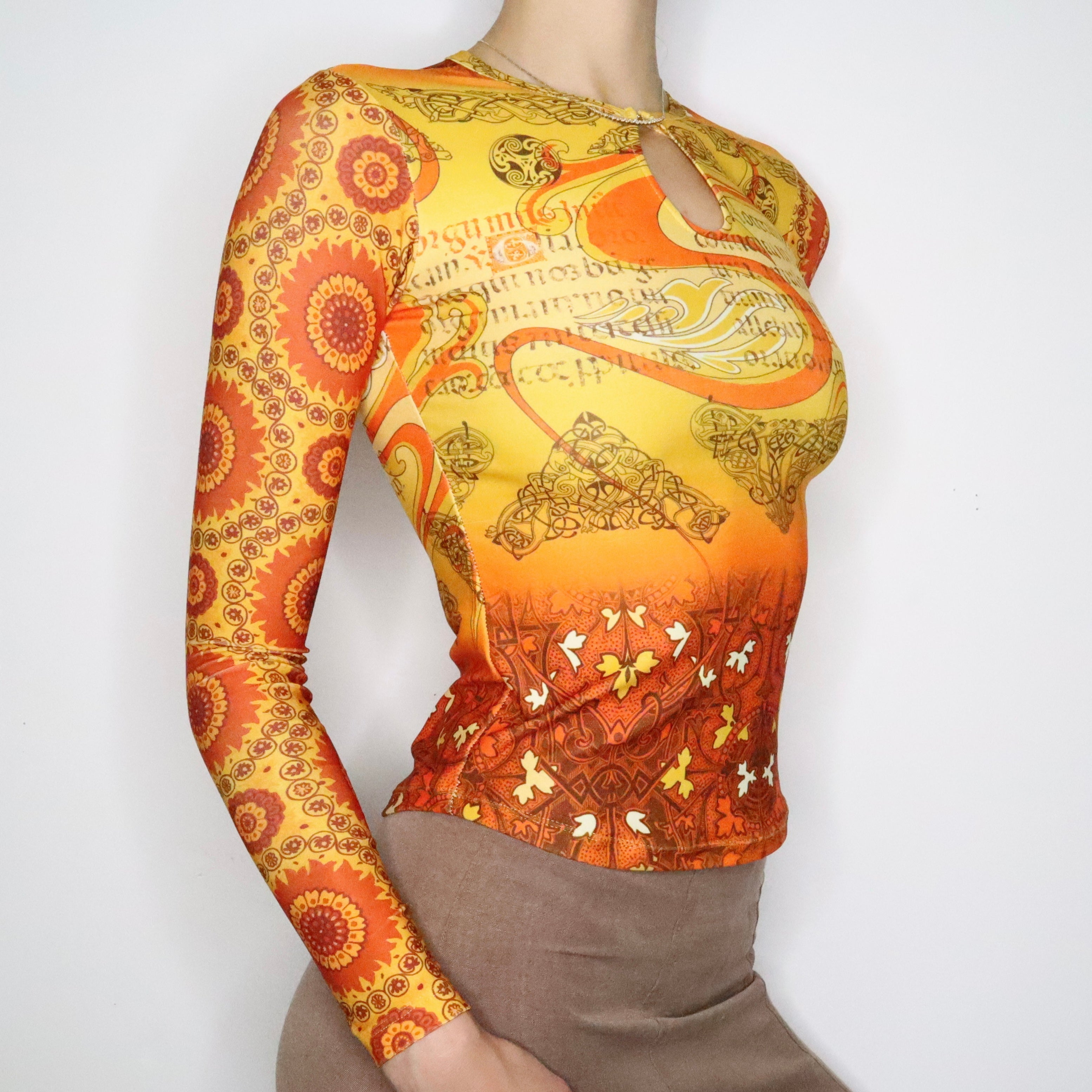 Funky Orange Print Tee (XS-S)
