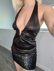 Guess Sequin Halter Dress