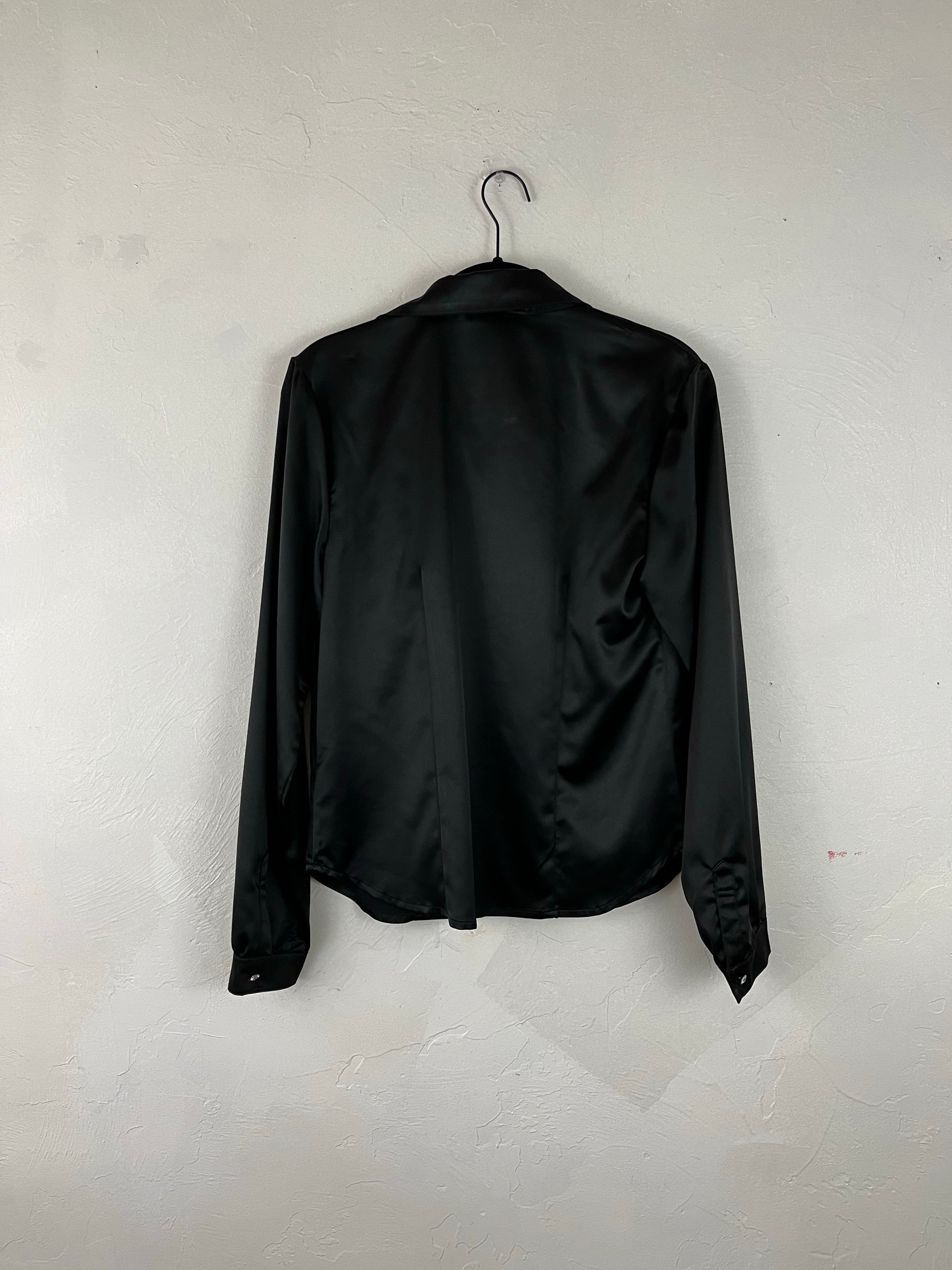 Silk black button down