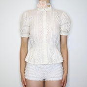 White Eyelet Lace Blouse (Small) 