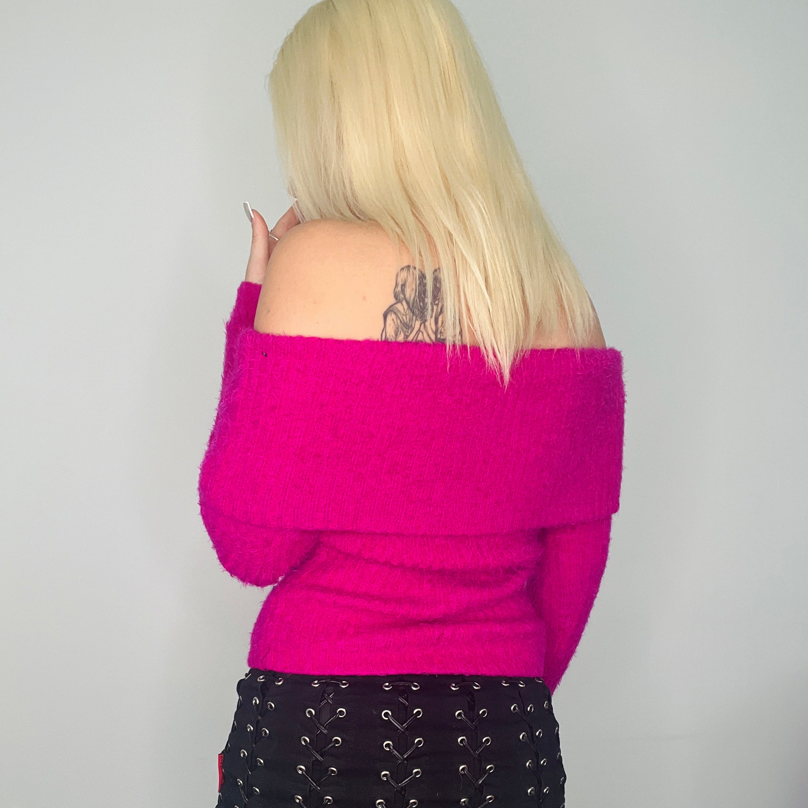 Magenta Off The Shoulder Sweater