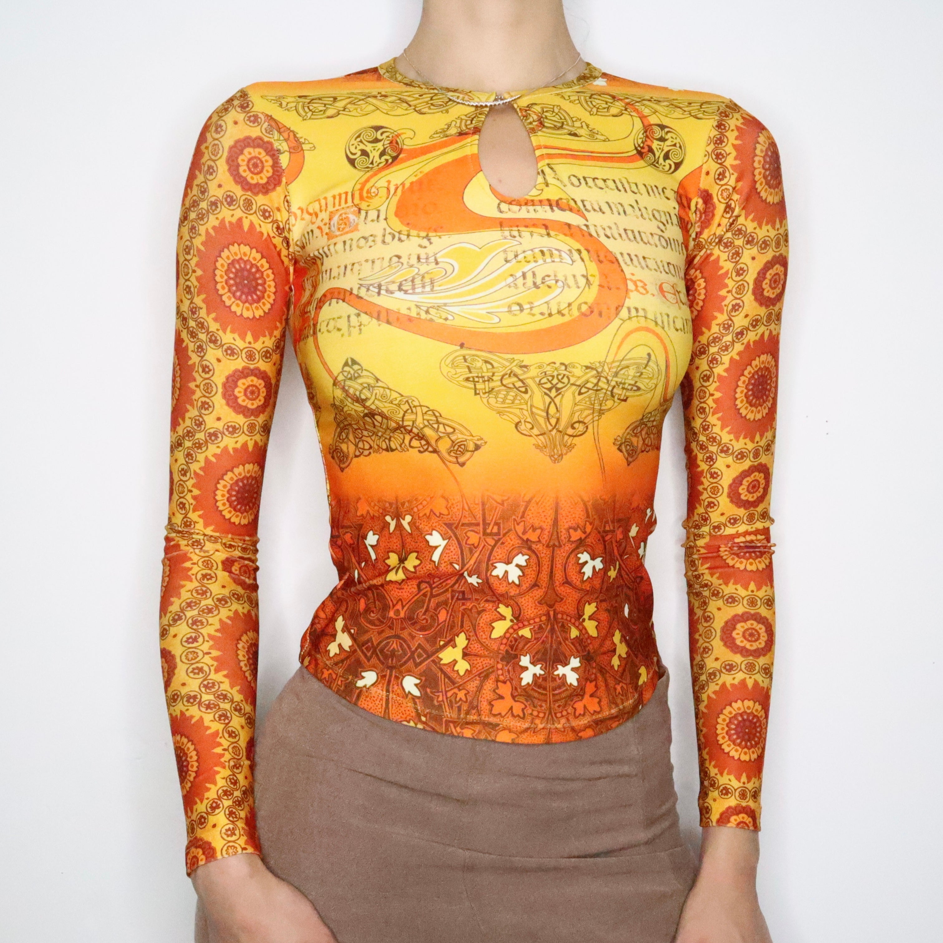 Funky Orange Print Tee (XS-S)