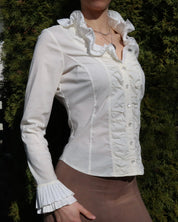 White Ruffle Blouse (M-L) 
