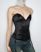 Black Zip Up Corset (S-M) 
