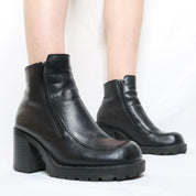 Black Leather Platform Boots (7-7.5 US/38 EU)
