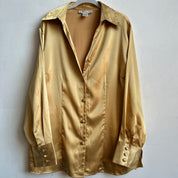 Gold satin button up