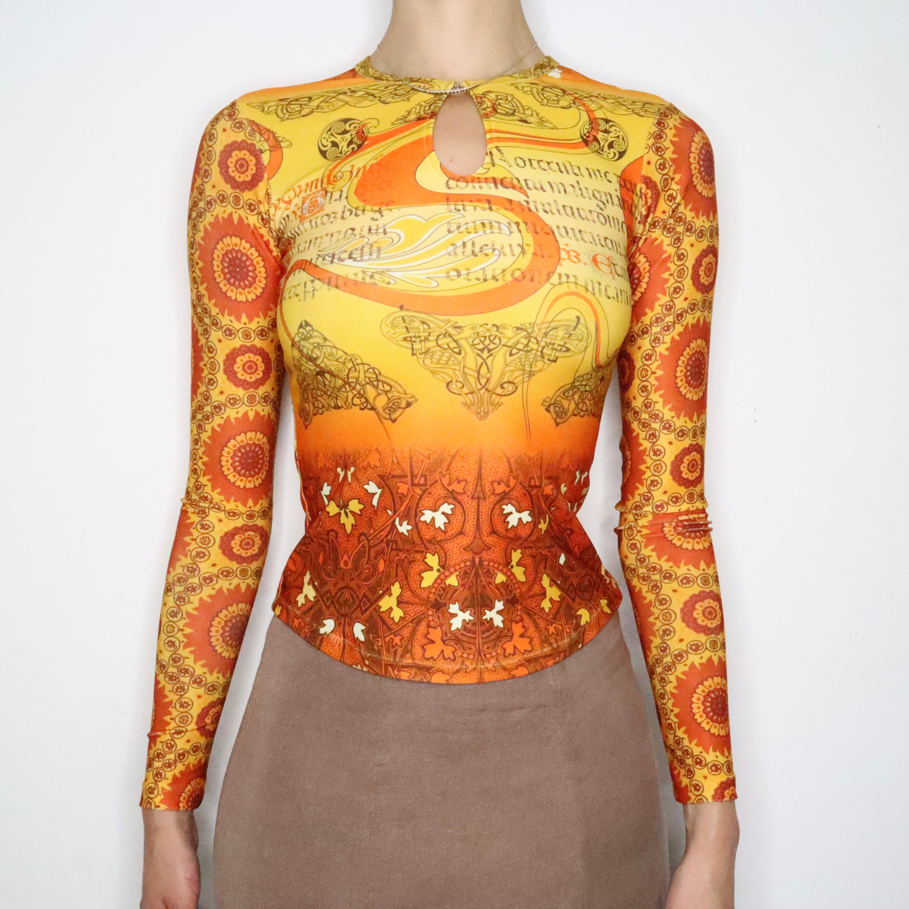 Funky Orange Print Tee (XS-S)