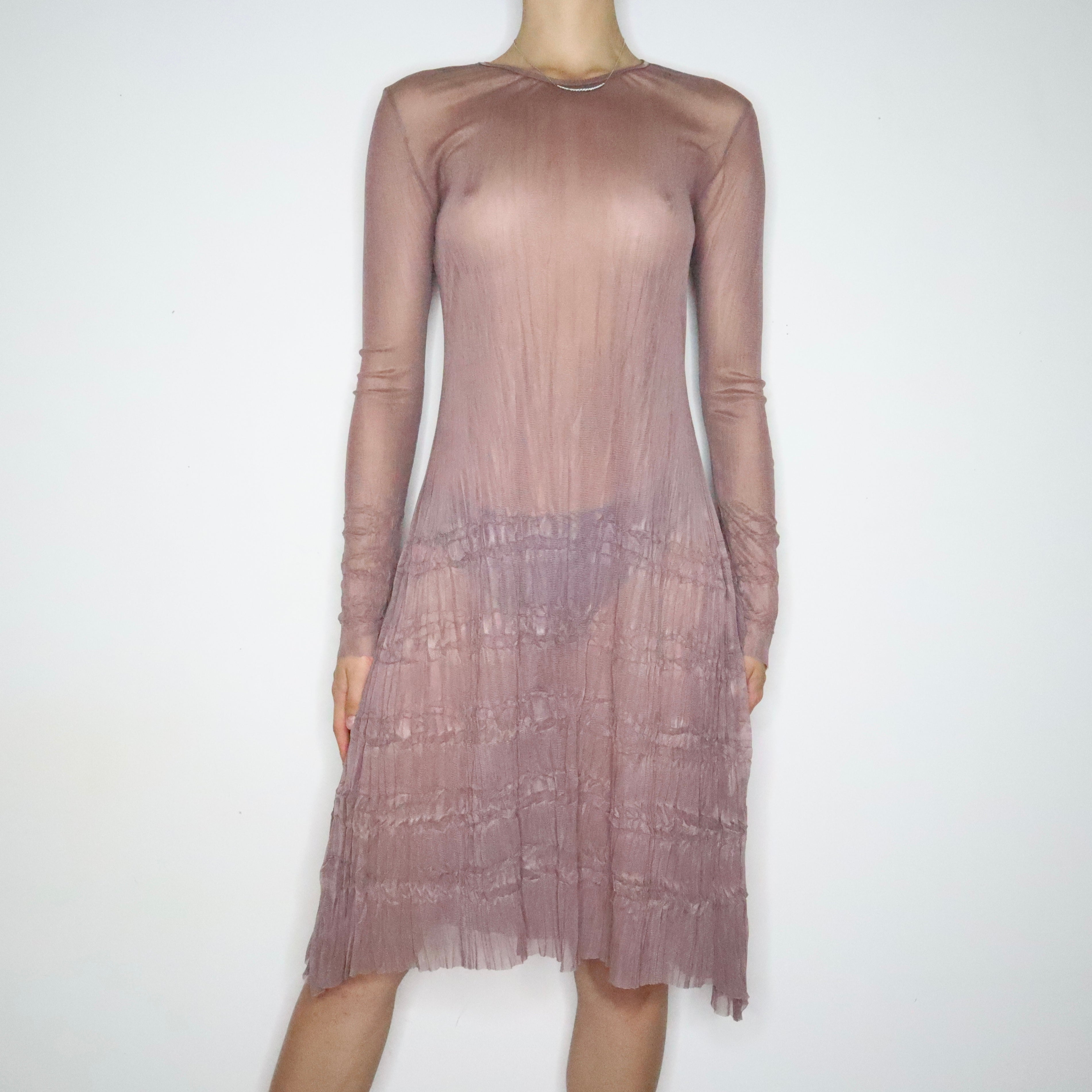 French Mauve Mesh Dress (Large)