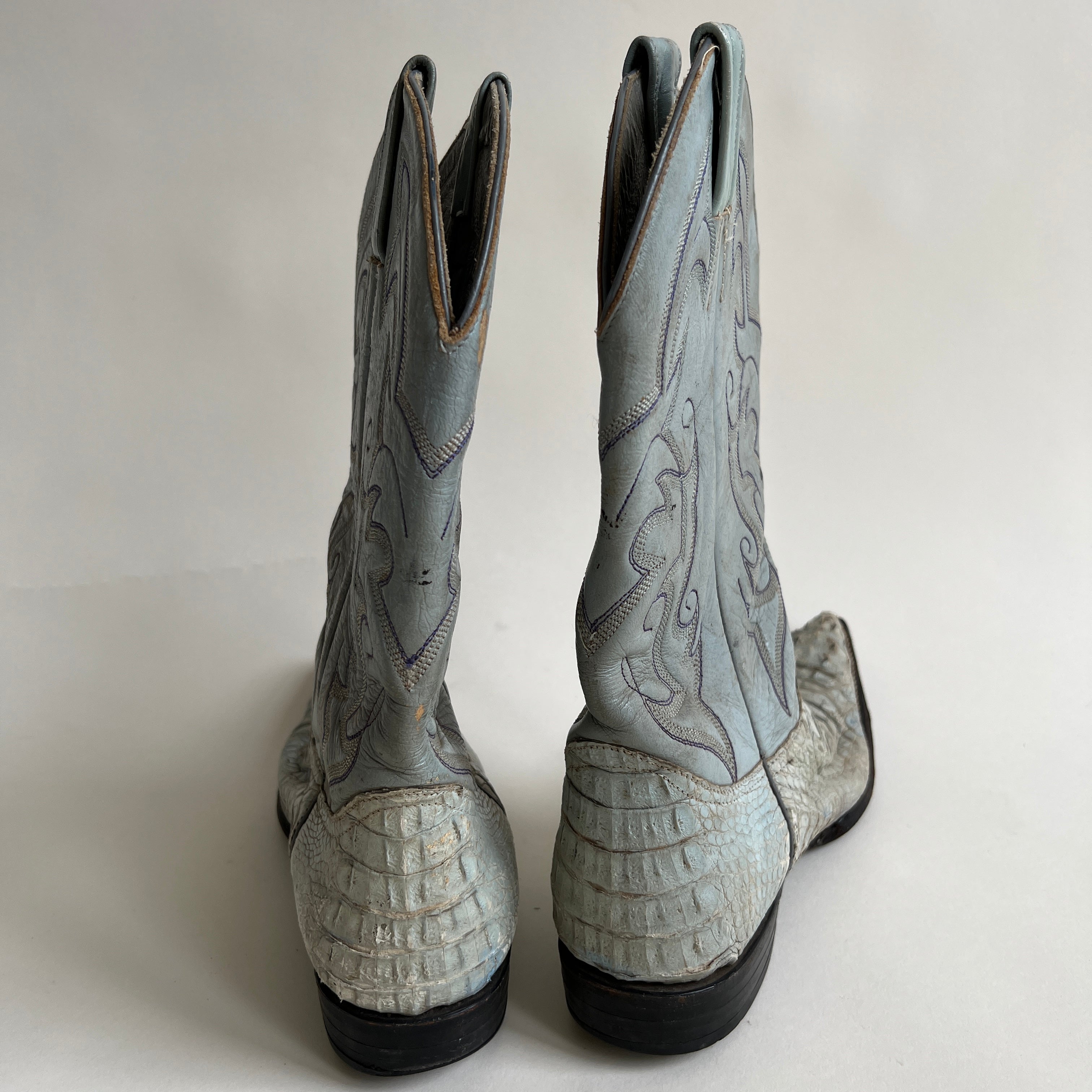 Baby blue snakeskin boots size 10