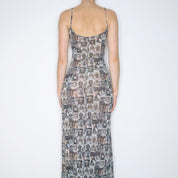 French Graphic Mesh Maxi Dress (M-L)