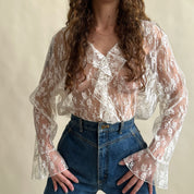 Sheer lace button up