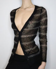 Grunge Striped Mohair Cardigan (Medium) 