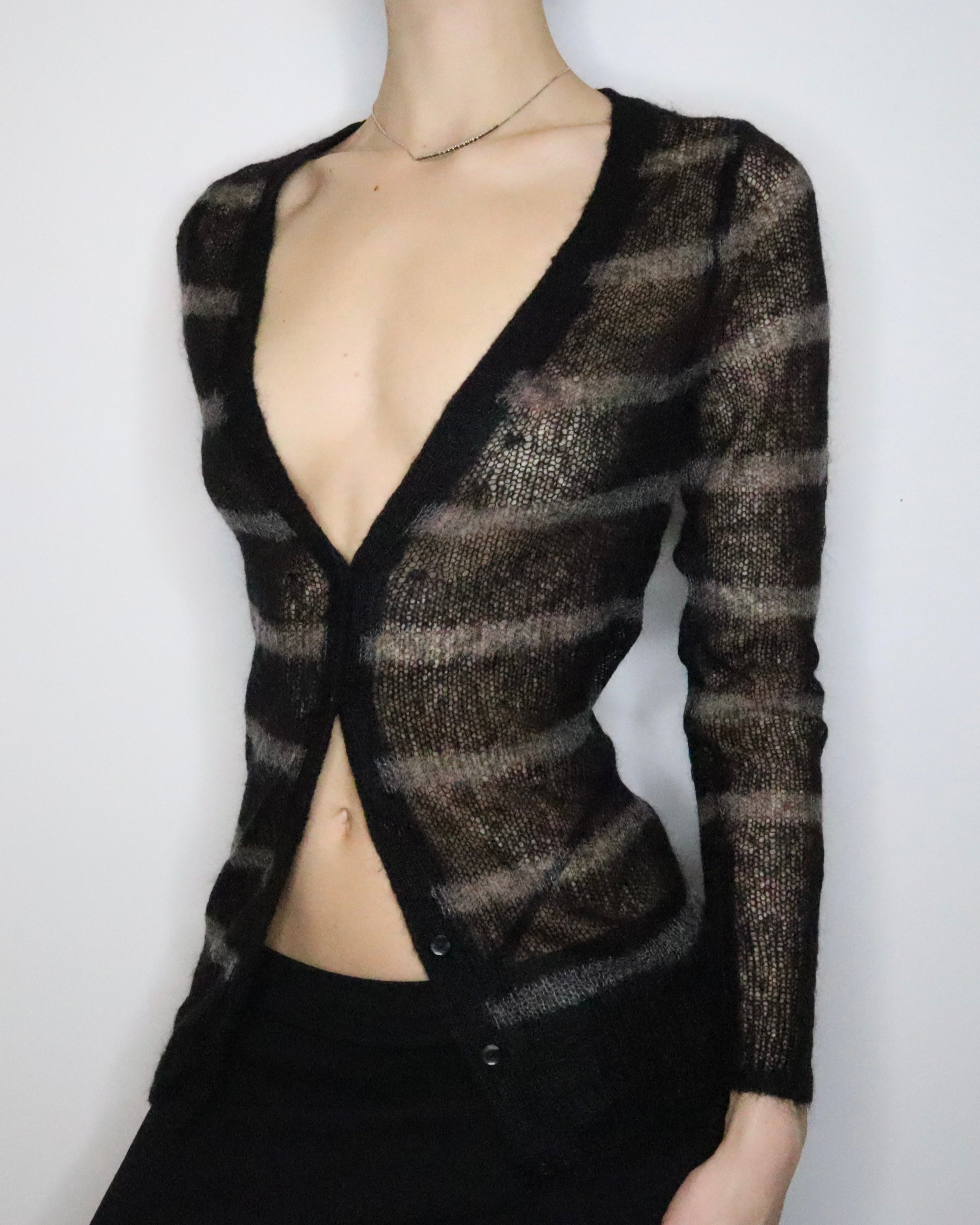 Grunge Striped Mohair Cardigan (Medium) 