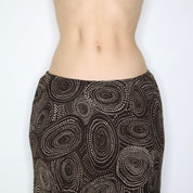 Brown Print Midi Skirt (Medium) 