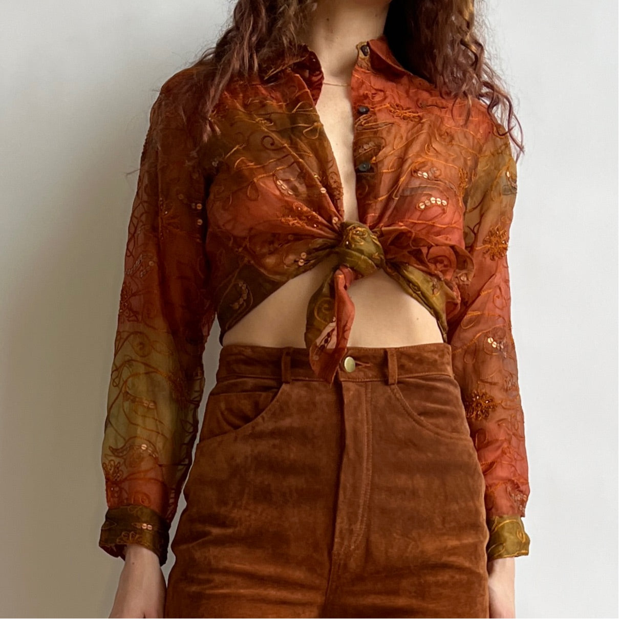 Sheer silk ombré shirt