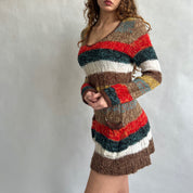 Stripe knit sweater dress