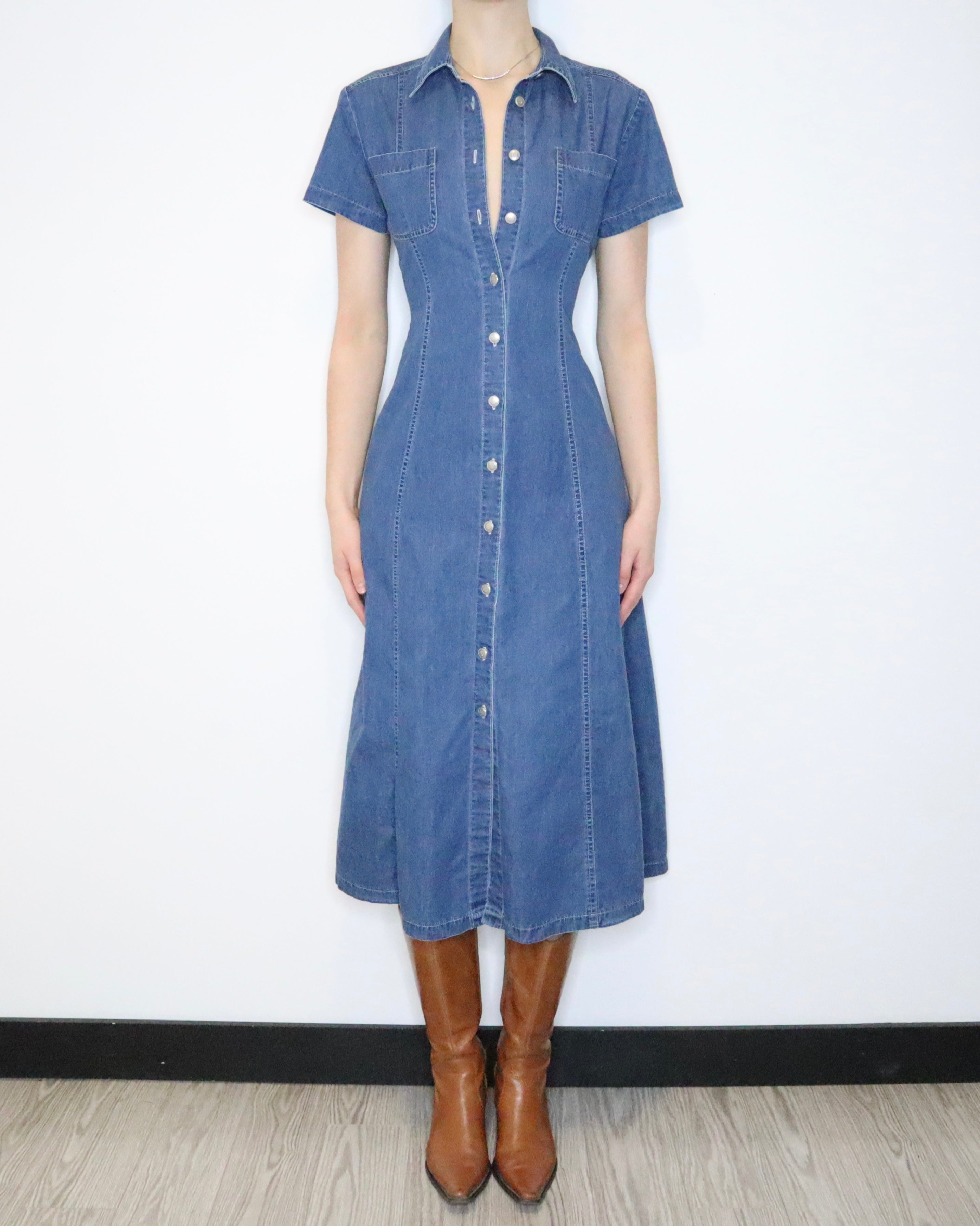 Laura Ashley Denim Maxi Dress (Medium)