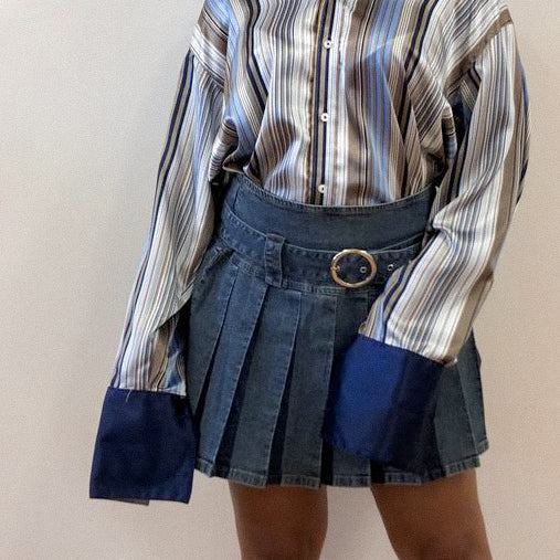 denim pleated mini - size 15/16