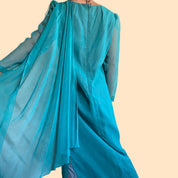 80s teal maxi dress