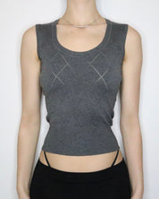 Gray Knit Tank Top (XS-S) 