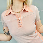 90s Mesh Peach Polo Top (S/M)
