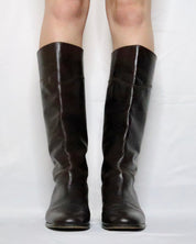 Italian Brown Leather Riding Boots (7.5 US/38 EU)