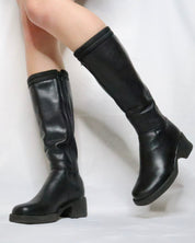Black Leather Platform Boots (6 US)