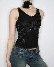 Black Beaded Tank Top (Small) 