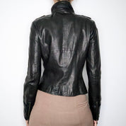 Italian Black Leather Moto Jacket (Medium)