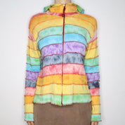 Rainbow Patchwork Zip Up Hoodie (Large)