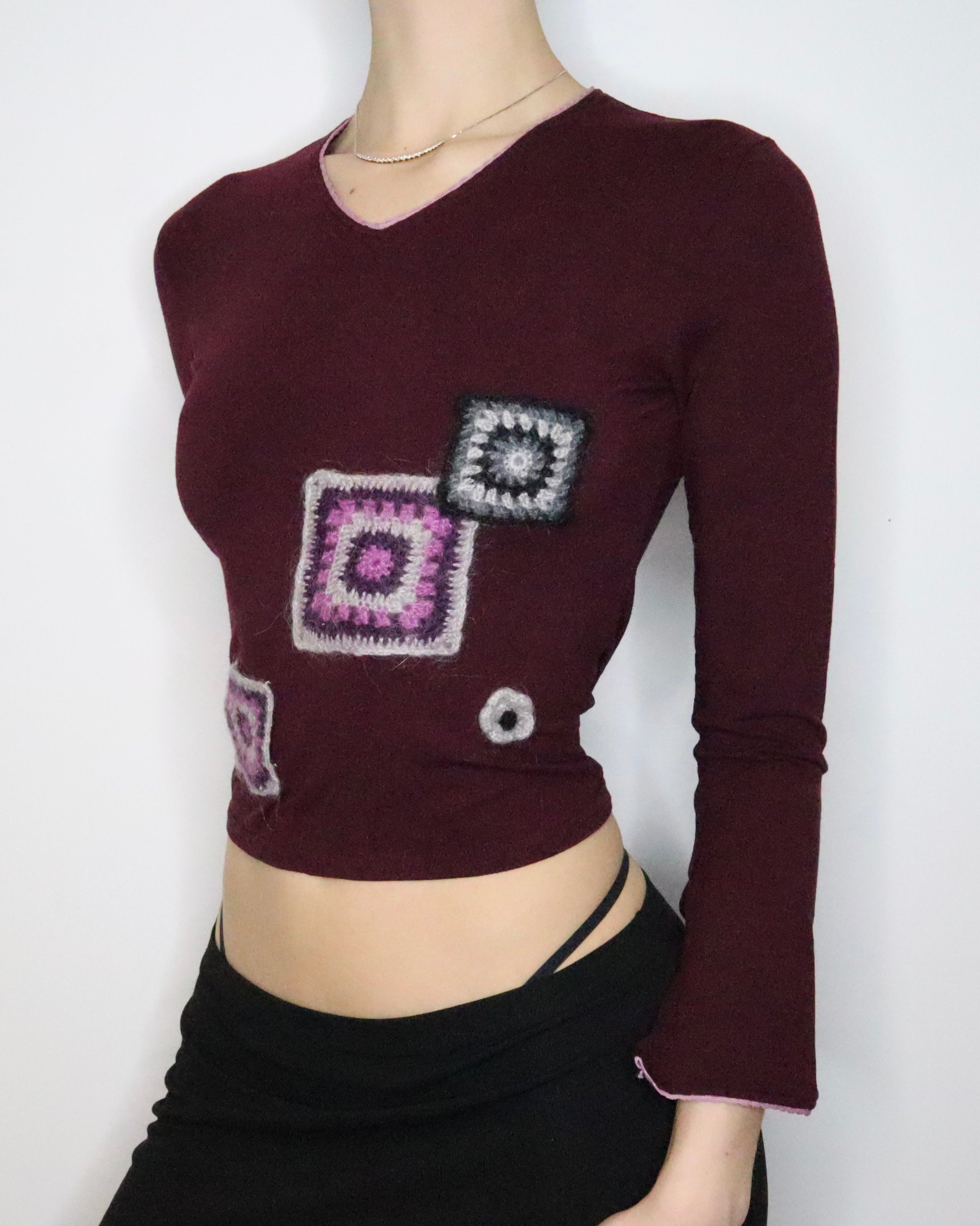 Maroon Bell Sleeve Top (Small) 