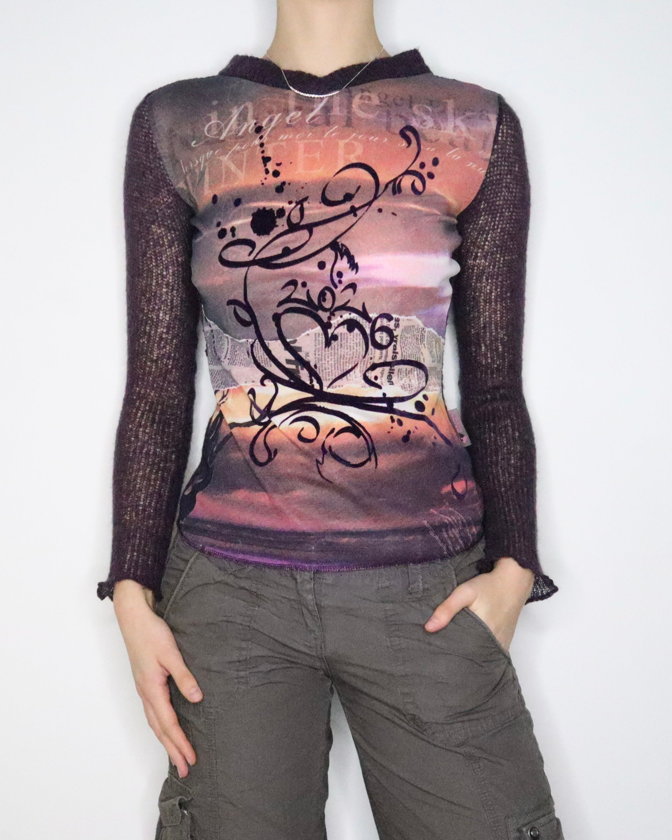 French Graphic Mesh Long Sleeve (Medium) 