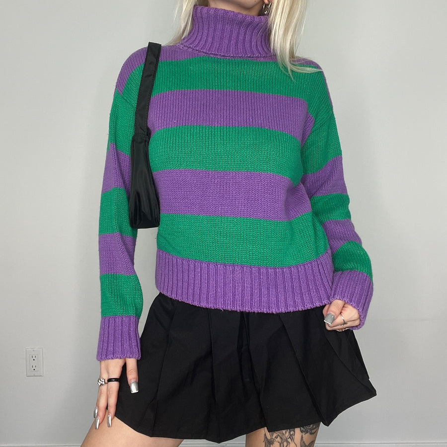 Vintage Striped Turtleneck Sweater