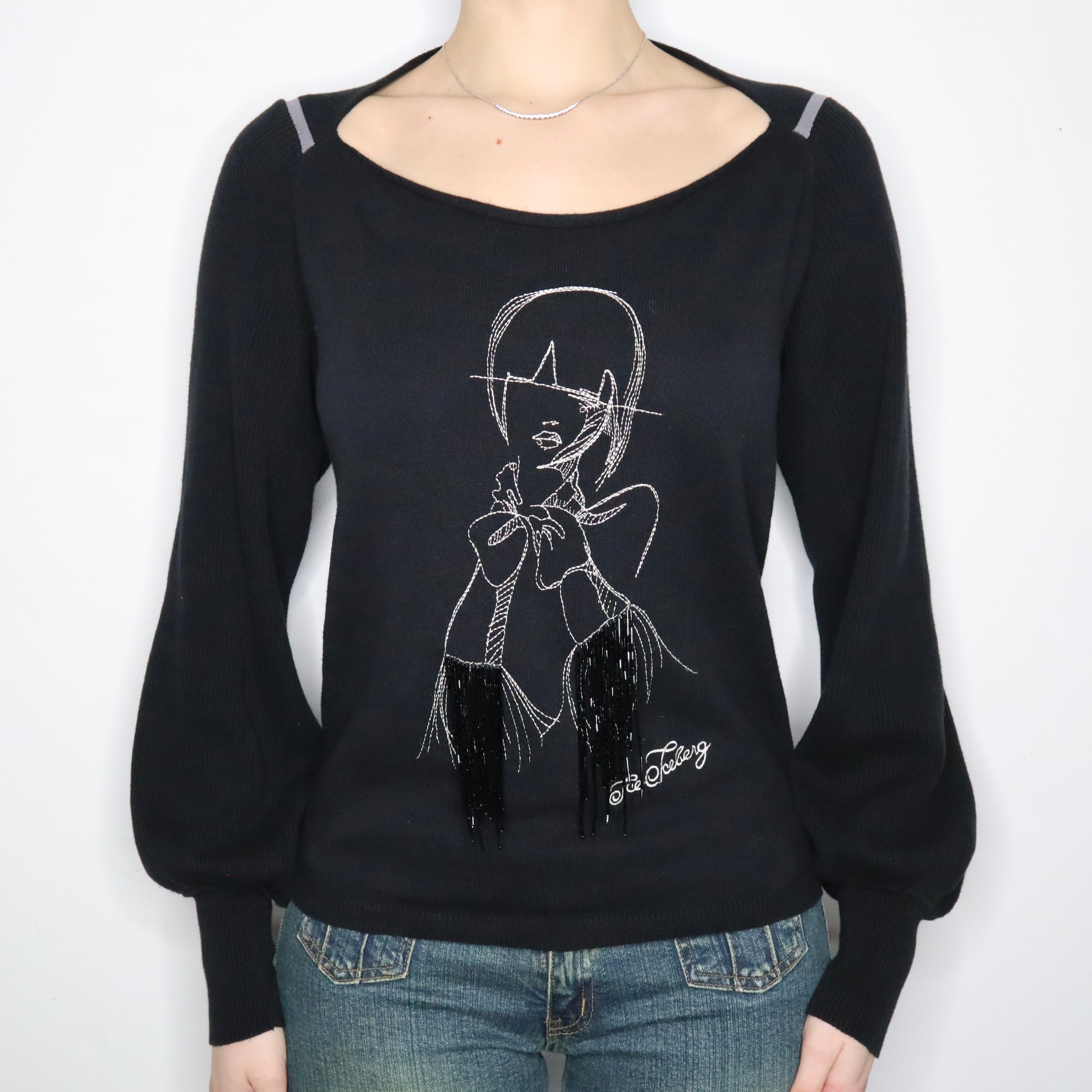 Iceberg Embroidered Black Sweater