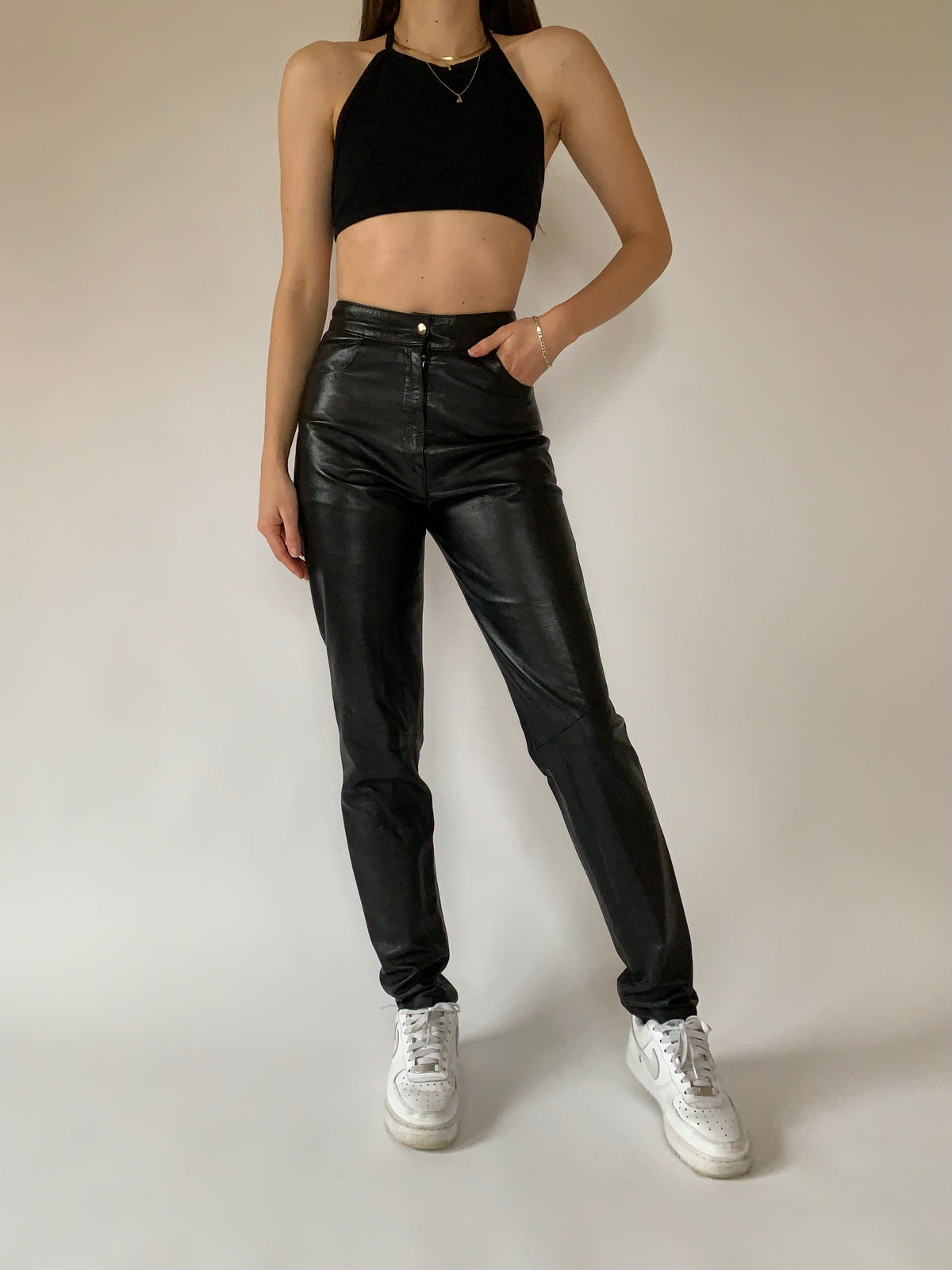 Vintage Low Rise Leather Pants — Holy Thrift