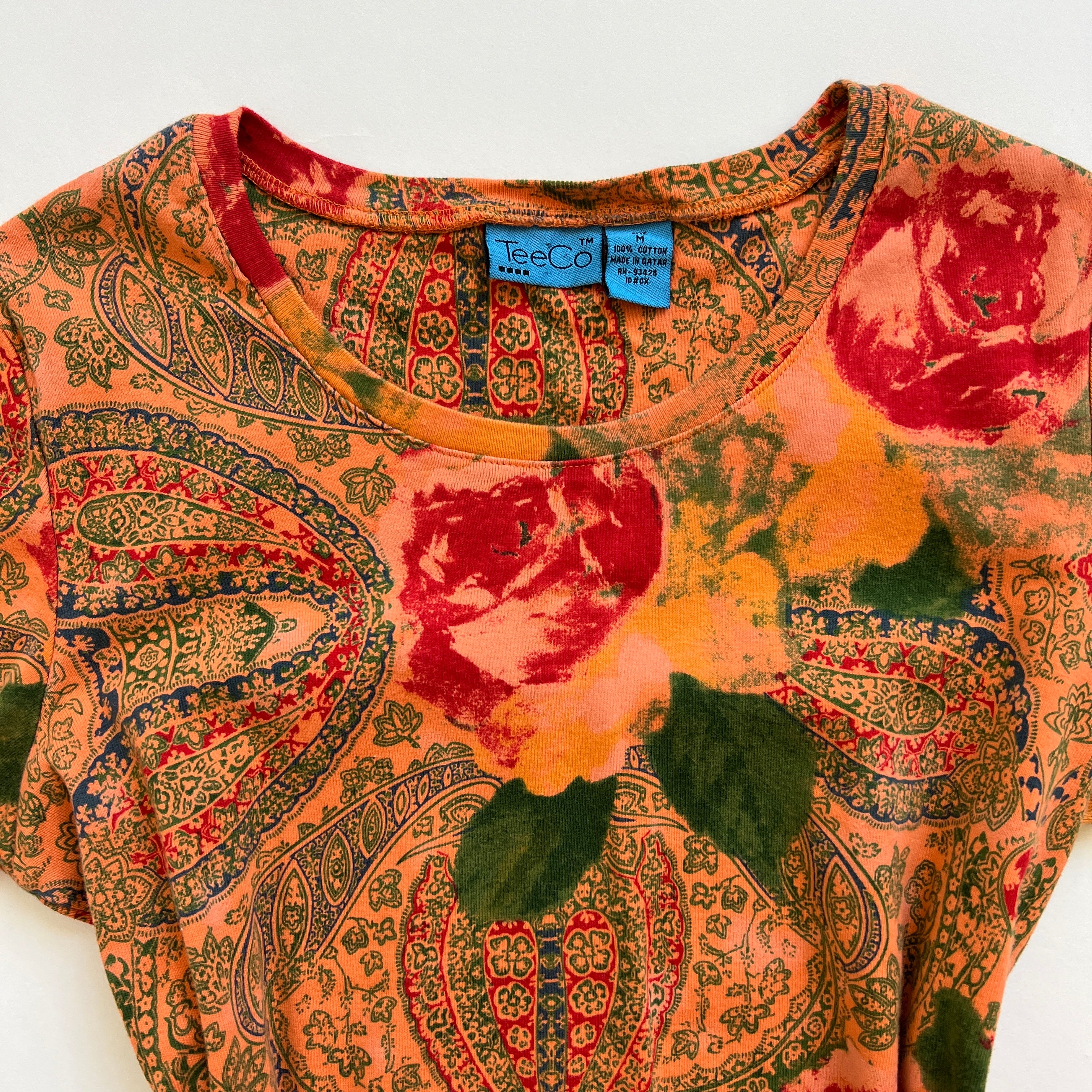 Vintage Orange floral print tee