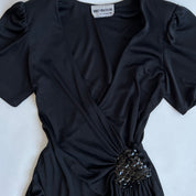 90s black sheer wrap dress
