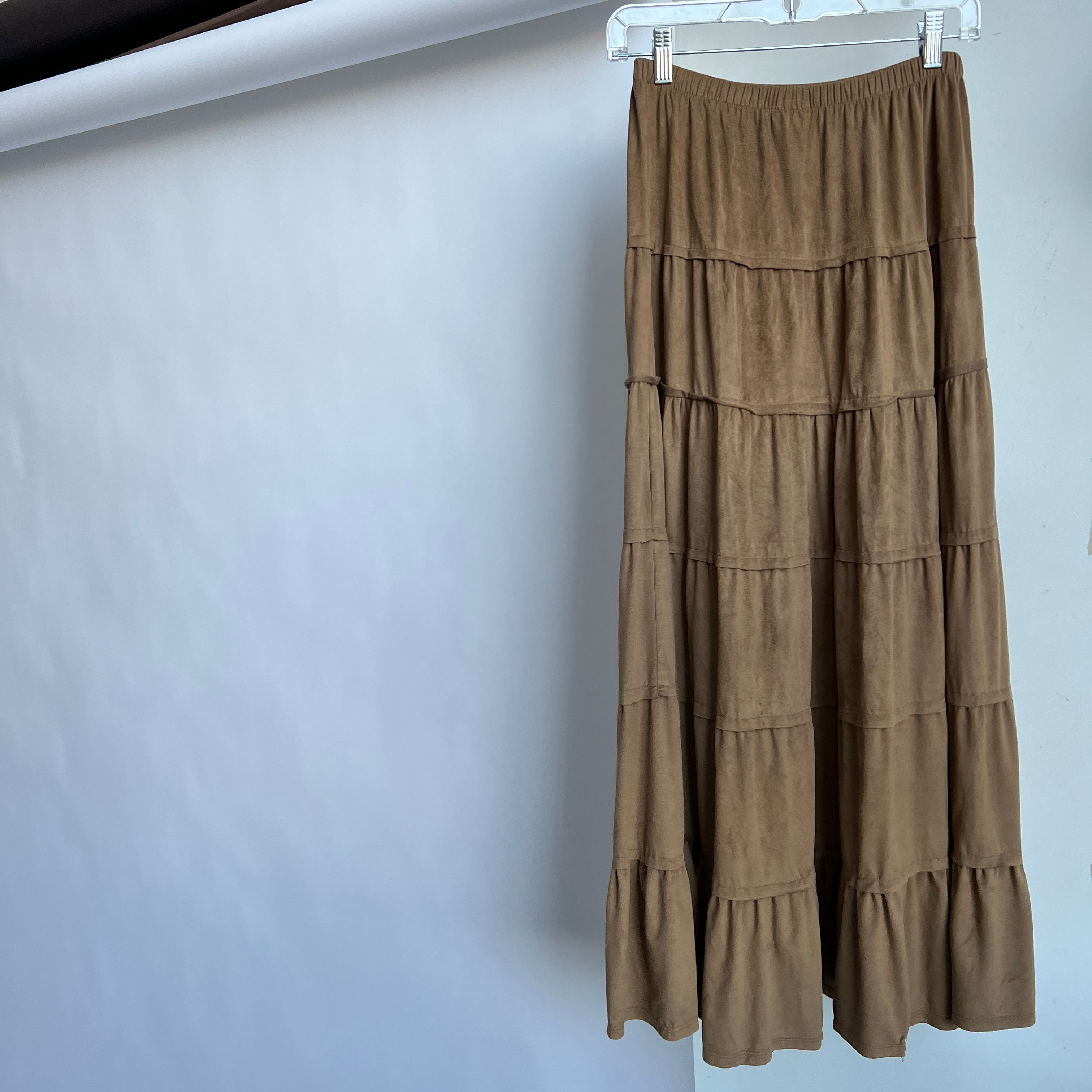 Beige tiered maxi skirt