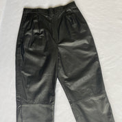 Black leather high waisted pants