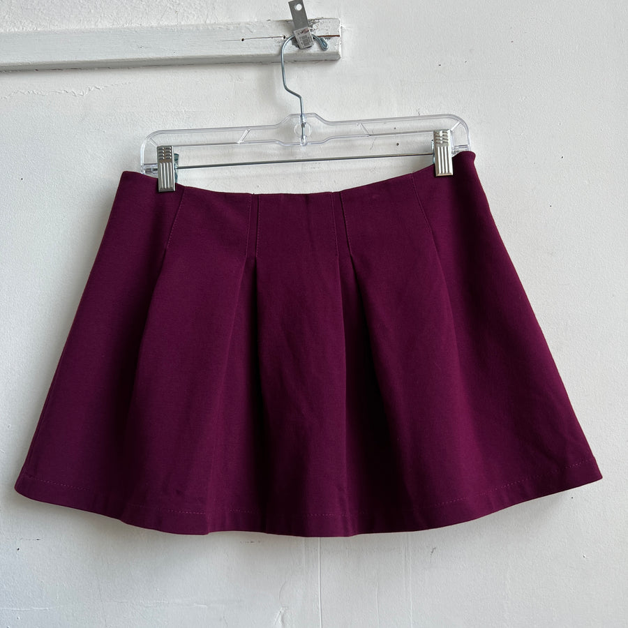 pleated plum mini skirt